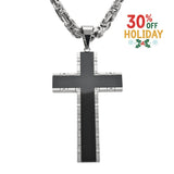 SK1572 2.5’’ Onyx Inlay Cross With 5 Millimeter Byzantine Necklace 24’’ Stainless Steel Religious Jewelry Necklaces