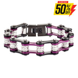 Sk1609 1/2’’ Wide Black Candy Purple Double Crystal Rollers Stainless Steel Motorcycle Bike