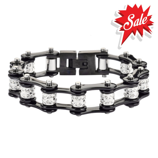 Sk1617 1/2’’ Wide All Black Double Crystal Rollers Stainless Steel Motorcycle Bike Chain