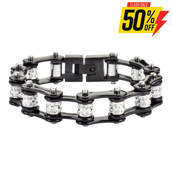 Sk1617 1/2’’ Wide All Black Double Crystal Rollers Stainless Steel Motorcycle Bike Chain