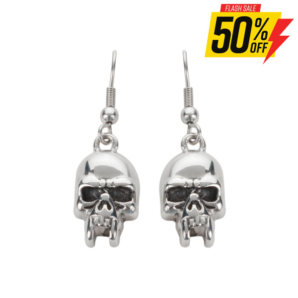 Sk1621 Vampire Skull Earrings French Wire Stainless Steel Motorcycle Biker Jewelry