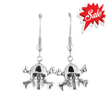 Sk1628 Skull Bones French Wire Earrings Stainless Steel Motorcycle Biker Jewelry