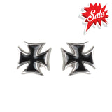 Sk1639 Iron Cross Nut & Post Earrings Stainless Steel Motorcycle Biker Jewelry