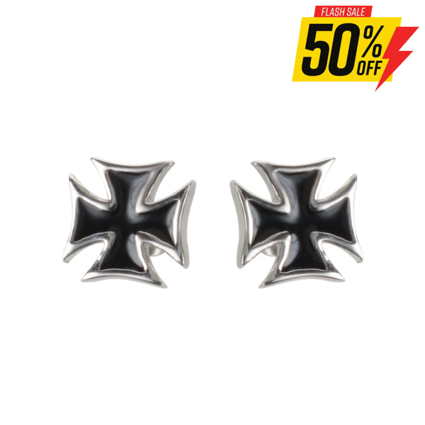 Sk1639 Iron Cross Nut & Post Earrings Stainless Steel Motorcycle Biker Jewelry