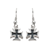 Sk1640 Iron Cross French Wire Earrings Stainless Steel Motorcycle Biker Jewelry