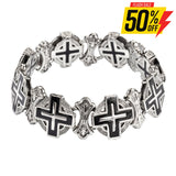 Sk1716 Men’s Greek Halo Cross Bracelet Stainless Steel