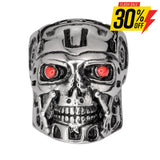 Sk1740 Gents Terminator Robot Red Eyes Ring Stainless Steel Motorcycle Jewelry Size 9-14 Rings