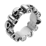 Sk1741 Gents Skull & Bullet Ring Stainless Steel Motorcycle Jewelry Size 9-16 Rings