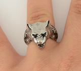 Sk1746 Gents Panther Ring Stainless Steel Motorcycle Jewelry Size 9-14 Rings