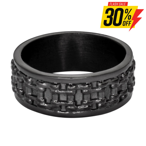 Sk1748 Gents Bike Chain Ring Black Edition Stainless Steel Motorcycle Jewelry Size 9-14 Rings