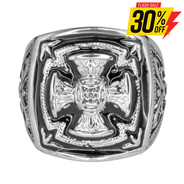 Sk1749 Gents Florenzada Cross Ring Stainless Steel Motorcycle Jewelry Size 9-14 Rings