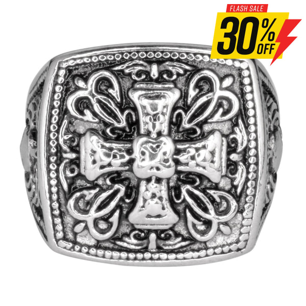 Sk1750 Gents Greek Cross Ring Stainless Steel Motorcycle Jewelry Size 9-14 Rings