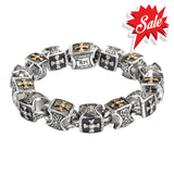 Sk1758 Men’s Greek Plated Cross Bracelet Stainless Steel Religious Jewelry