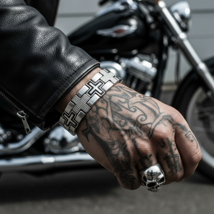 SK1759 Men’s Luxury Cross Bracelet Stainless Steel Religious Jewelry Bracelet