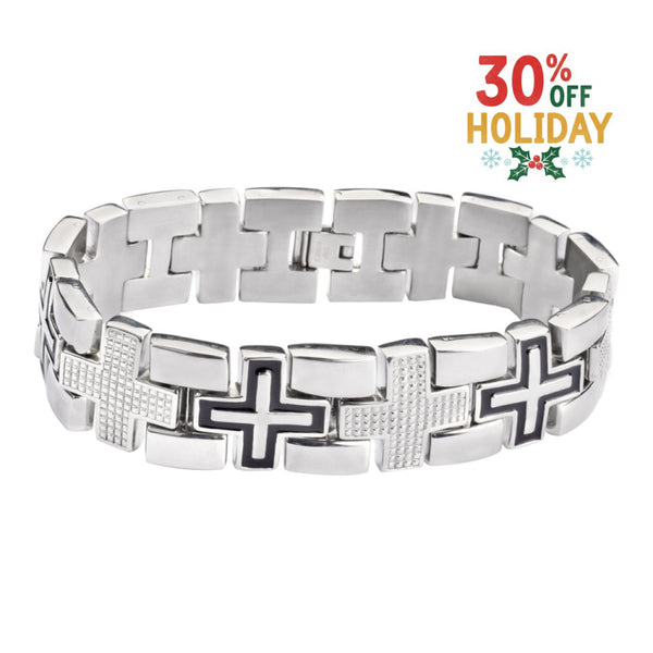 Sk1759 Men’s Luxury Cross Bracelet Stainless Steel Religious Jewelry