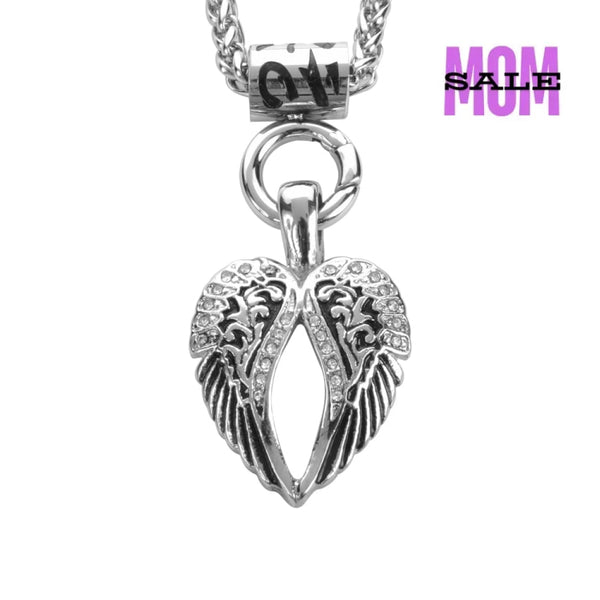Sk1770 Ladies Angel Wing Bling Pendant With 4Mm 19’ Foxtail Necklace Stainless Steel Motorcycle