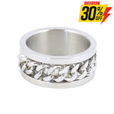 Sk1780E All Silver Edition Gents Cuban Link Spinner Ring Stainless Steel Motorcycle Jewelry Size