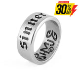 Sk1785 Sinner Wide Band Ring Stainless Steel Motorcycle Jewelry Size 6-15 Rings