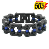 Sk1816 1’’ Wide Black With Blue Rollers Thick Link Men’s Stainless Steel Motorcycle Chain