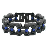 Sk1816 1’’ Wide Black With Blue Rollers Thick Link Men’s Stainless Steel Motorcycle Chain
