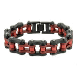 Sk1831 Two Tone Black Candy Red Rollers 3/4’ Wide Double Link Design Unisex Stainless Steel