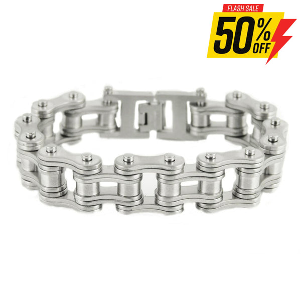 Sk1832 All New Brushed Double Link 3/4’’ Wide Design Unisex Stainless Steel Motorcycle Chain