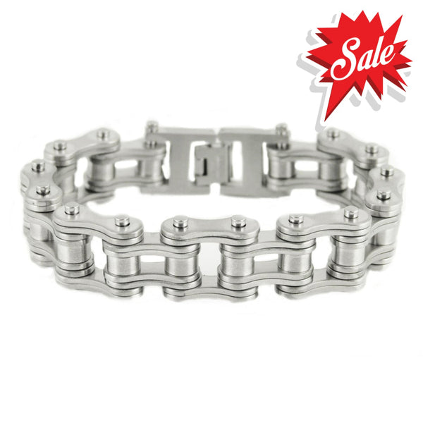 Sk1832 All New Brushed Double Link 3/4’’ Wide Design Unisex Stainless Steel Motorcycle Chain