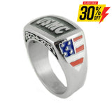 Sk1834 Ladies Or Men’s Usmc Ring Enameled American Flag Stainless Steel Military Jewelry Rings