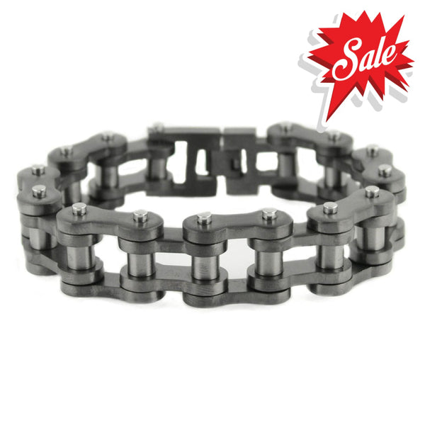 Sk1840 All New Gunmetal Finish 3/4’’ Wide Thick Link Unisex Stainless Steel Motorcycle Chain