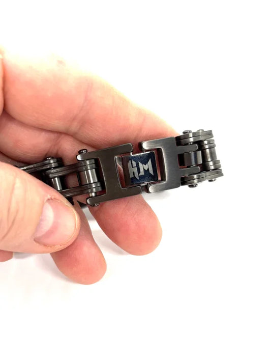 SK1843E Mens Eagle Badge Gunmetal 3/4’’ Bracelet Bracelet