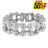 Sk1848 1’’ Wide All Stainless Brushed Finish Thick Link Men’s Steel Motorcycle Chain Bracelet