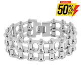 Sk1851 1’’ Wide All Silver Tone New Drive Chain Design Double Roller Stainless Steel Motorcycle