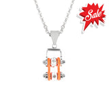 Sk2002N Pendant Mini Chain Link With Necklace Silver Orange Stainless Steel Necklaces