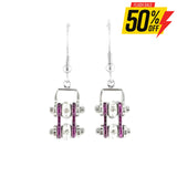 Sk2003E Mini Two Tone Silver Candy Purple With Crystal Centers Bike Chain Earrings Stainless Steel