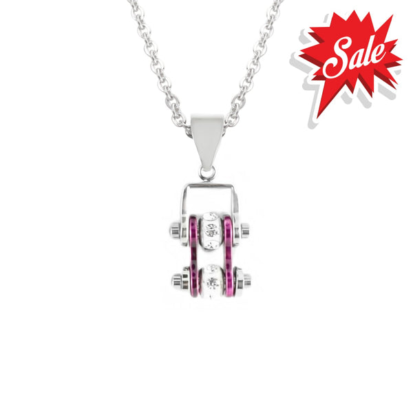 Sk2003N Pendant Mini Chain Link With Necklace Silver Candy Purple Stainless Steel Necklaces