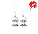 Sk2005E Mini All Silver With Crystal Centers Bike Chain Earrings Stainless Steel Motorcycle Biker