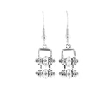 Sk2005E Mini All Silver With Crystal Centers Bike Chain Earrings Stainless Steel Motorcycle Biker