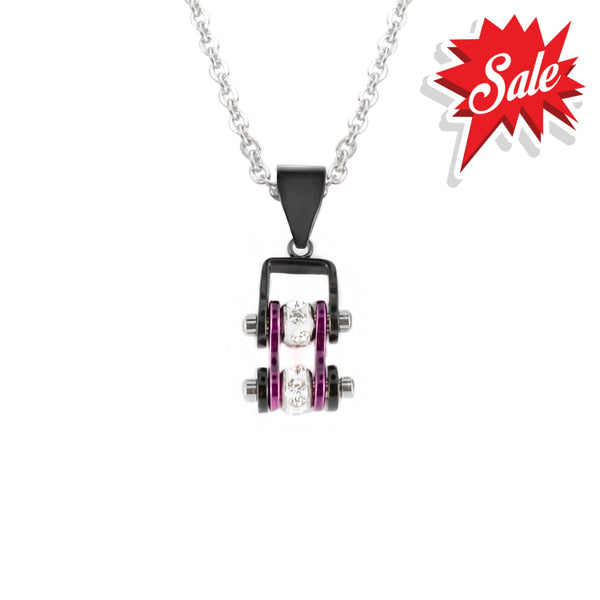 Sk2009N Pendant Mini Chain Link With Necklace Black Candy Purple Stainless Steel Necklaces