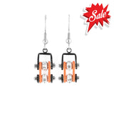 Sk2012E Mini Two Tone Black Orange With Crystal Centers Bike Chain Earrings Stainless Steel