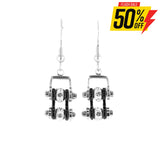 Sk2016E Mini Two Tone Silver Black With Crystal Centers Bike Chain Earrings Stainless Steel