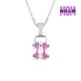Sk2018N Pendant Mini Chain Link With Necklace Silver Hot Pink Stainless Steel