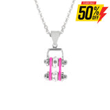 Sk2018N Pendant Mini Chain Link With Necklace Silver Hot Pink Stainless Steel