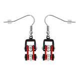 Sk2019E Mini Size Earrings Two Tone Black Red With White Crystal Centers Stainless Steel Motorcycle