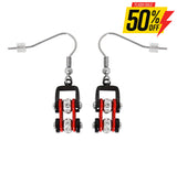 Sk2019E Mini Size Earrings Two Tone Black Red With White Crystal Centers Stainless Steel Motorcycle