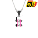 Sk2097N Pendant Mini Chain Link With Necklace Black Hot Pink Stainless Steel