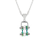 Sk2207N Pendant Mini Chain Link With Necklace Silver Rainbow Stainless Steel Necklaces