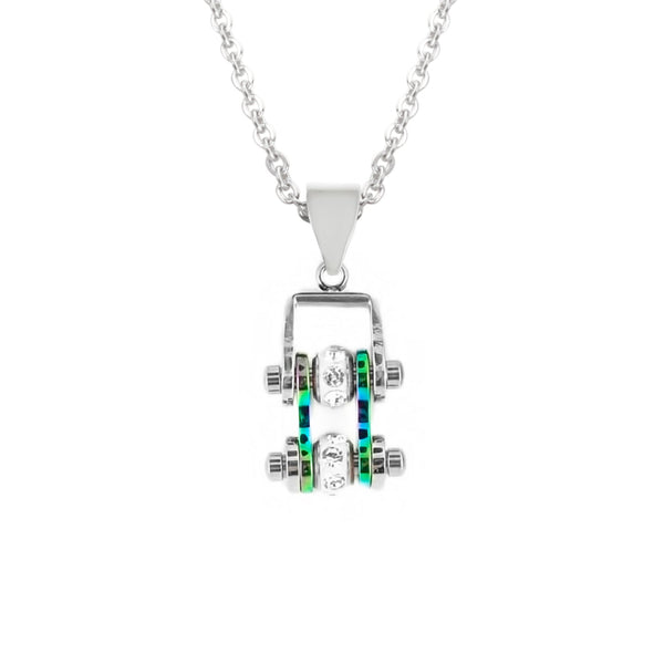 Sk2207N Pendant Mini Chain Link With Necklace Silver Rainbow Stainless Steel Necklaces