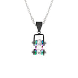 Sk2208N Pendant Mini Chain Link With Necklace Black Rainbow Stainless Steel Necklaces