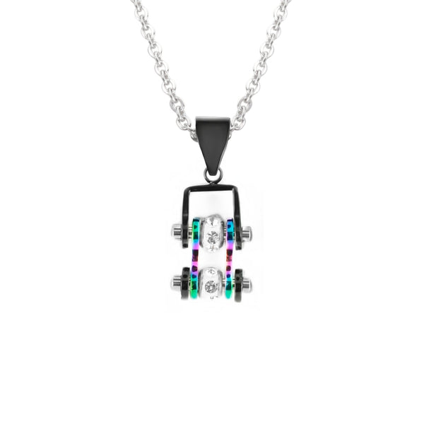 Sk2208N Pendant Mini Chain Link With Necklace Black Rainbow Stainless Steel Necklaces
