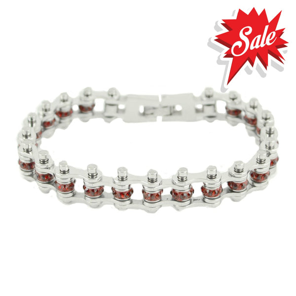 Sk2209 January 3/8’’ Wide Garnet Color Crystal Centers Ladies Bracelets